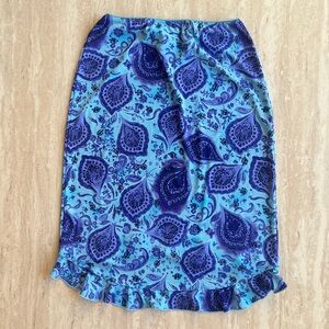 Blue Paisley Midi Skirt